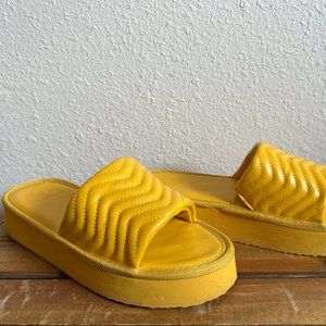 Justfab x Ayesha Curry Yellow Quilted Platform Slides Size 9